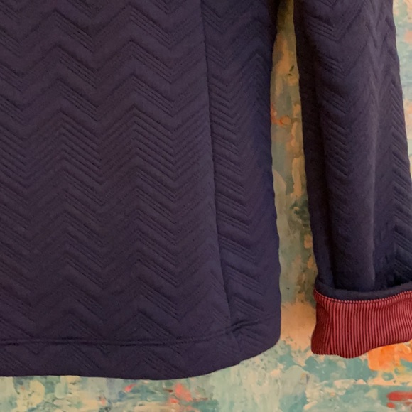 EP Navy Knit Athletic Pullover Ski Navy & Red Stripe Trim 3/4 Zip XS - Picture 6 of 8